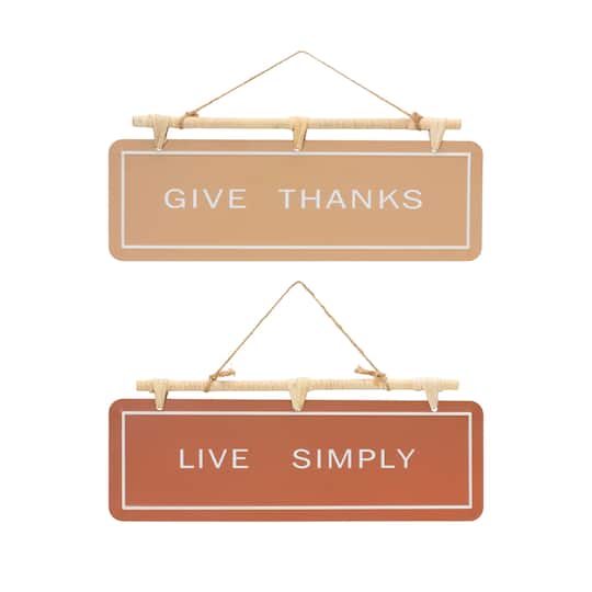 15.75" Hanging Fall Sentiment Sign Set By Melrose in Orange/Beige | Michaels®